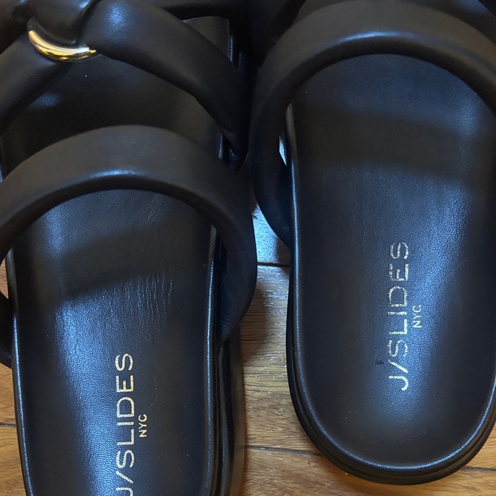 J/SLIDES NYC leather Black Mules with Ring Detail size 9 - Picture 7 of 12